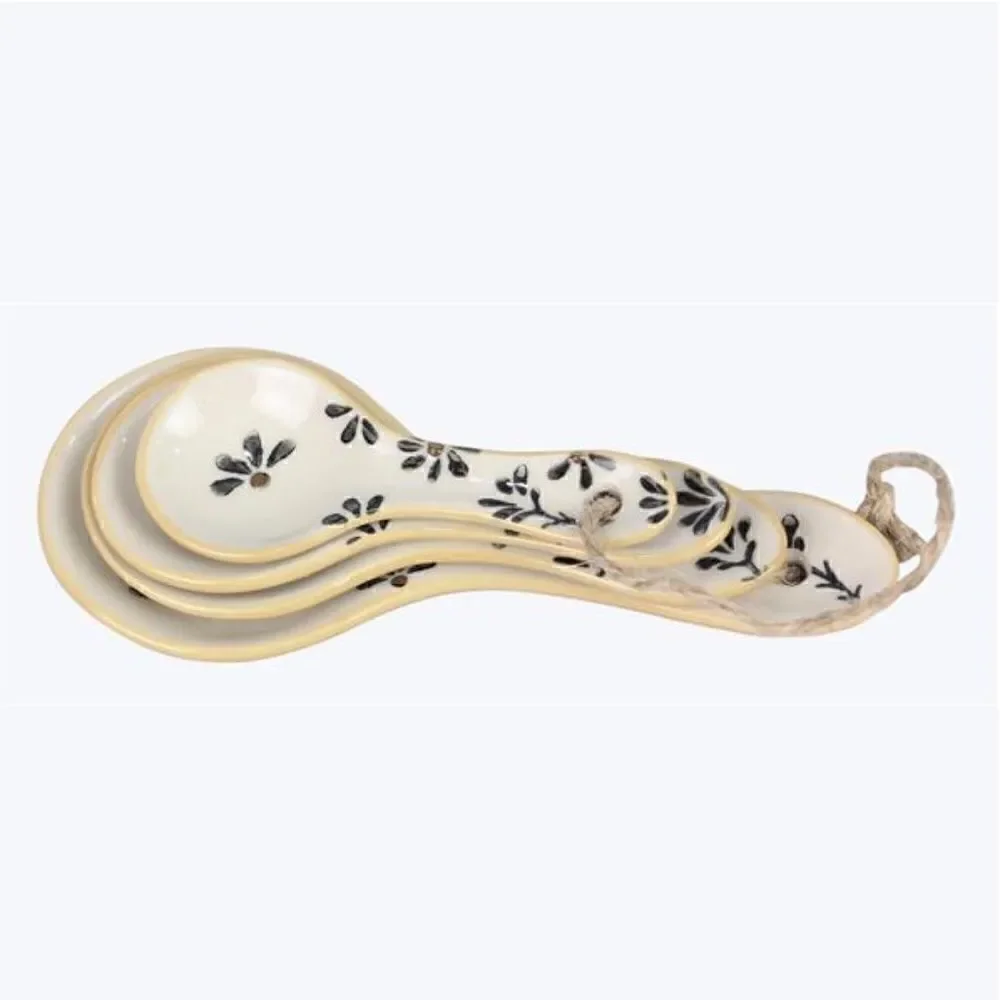 Whimsical Farmhouse Ceramic Measuring Spoon Set Blessed Cottagecore New
